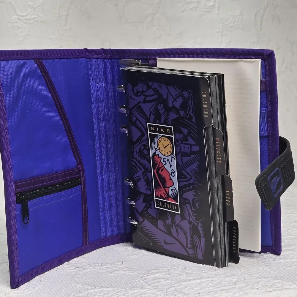 90s Mead Nike Purple Black Day Planner Calender Project Note Book Contacts